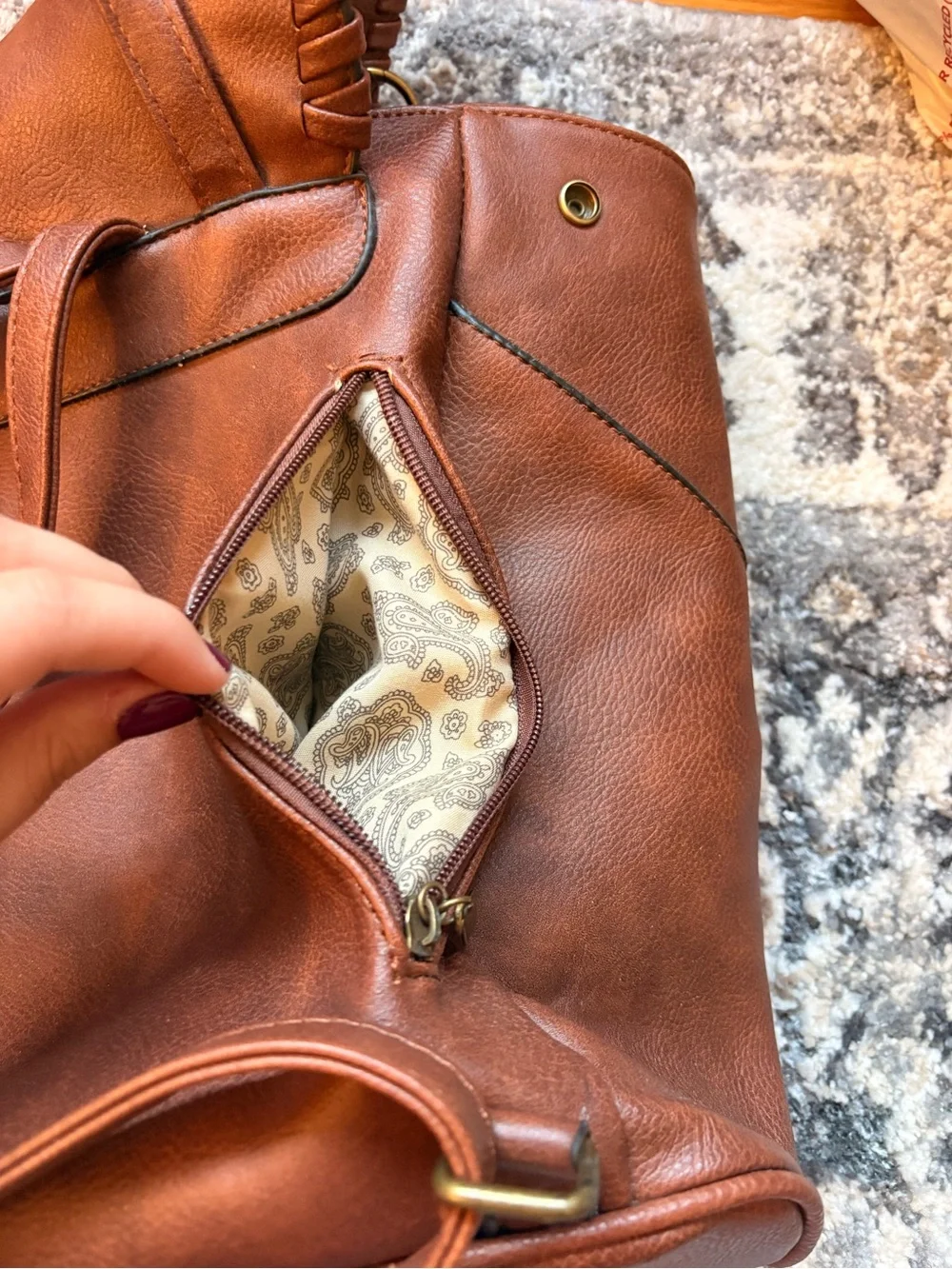 Brown Leather Tassel Backpack - Women Bags